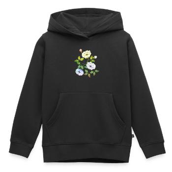 Fleur - Sweat Premium à capuche enfant bio - noir - Devant - AI Model Kid Male (0cm)