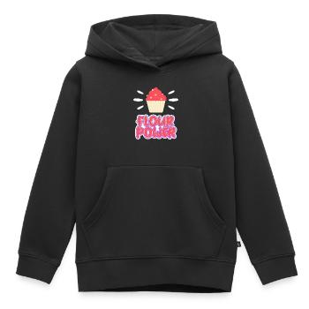 Flour Power – Gâteau Farine De Blé Tendre Cupcake - Sweat Premium à capuche enfant bio - noir - Devant - AI Model Kid Male (0cm)