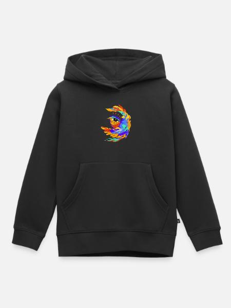 Bunter Vogel - Kinder Premium Organic Hoodie - Schwarz