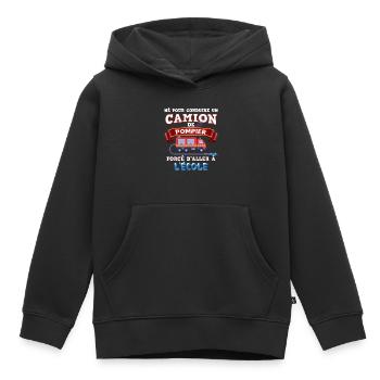 Né Pour Conduire Un Camion de Pompier - Sweat Premium à capuche enfant bio - noir - Devant - AI Model Kid Male (0cm)
