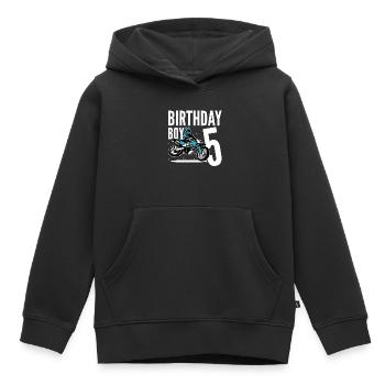 Ich werde 5 Kindergeburtstag Junge Biker Motorrad - Kinder Premium Organic Hoodie - Schwarz - Vorne - AI Model Kid Male (0cm)