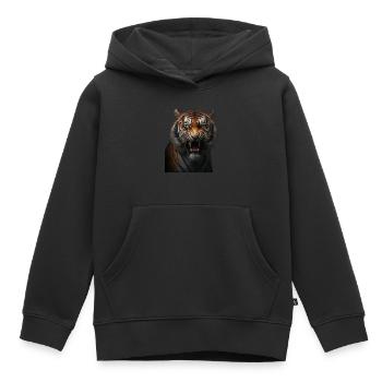 Starker Tiger mit einem wütenden Ausdruck wild - Kinder Premium Organic Hoodie - Schwarz - Vorne - AI Model Kid Male (0cm)