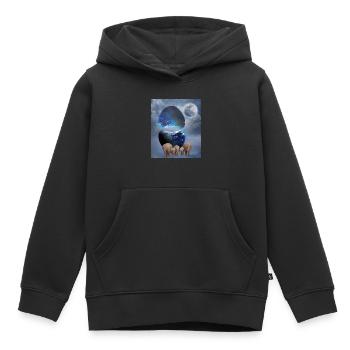Flucht der Elefanten. - Kinder Premium Organic Hoodie - Schwarz - Vorne - AI Model Kid Male (0cm)