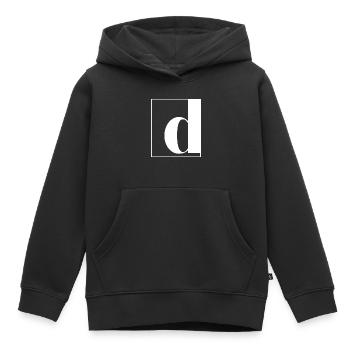 Lettre alphabet d - Sweat Premium à capuche enfant bio - noir - Devant - AI Model Kid Male (0cm)