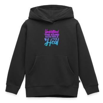 Comprendre la main et sentir la guérison - Sweat Premium à capuche enfant bio - noir - Devant - AI Model Kid Male (0cm)