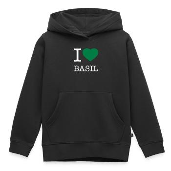 I LOVE BASIL Basilikum - Kinder Premium Organic Hoodie - Schwarz - Vorne - AI Model Kid Male (0cm)