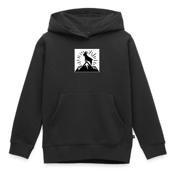 Chèvre sur la montagne, dessinée en noir et blanc - Sweat Premium à capuche enfant bio - noir - Devant - AI Model Kid Male (0cm)