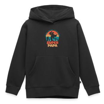papa cadeau superpapa fête des pères - Sweat Premium à capuche enfant bio - noir - Devant - AI Model Kid Male (0cm)