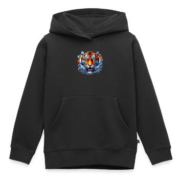 Tigre - Sweat Premium à capuche enfant bio - noir - Devant - AI Model Kid Male (0cm)