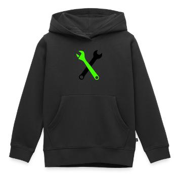 Clé à outils 1 - Sweat Premium à capuche enfant bio - noir - Devant - AI Model Kid Male (0cm)