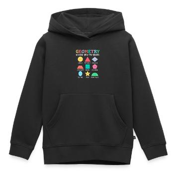 Formes géométriques avec des dictons positifs - Sweat Premium à capuche enfant bio - noir - Devant - AI Model Kid Male (0cm)