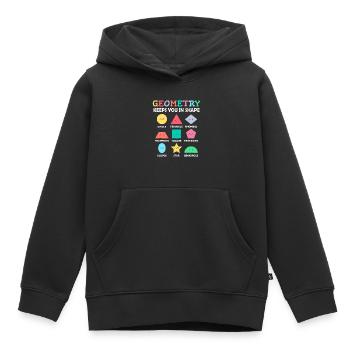Formes géométriques avec des dictons positifs - Sweat Premium à capuche enfant bio - noir - Devant - AI Model Kid Male (0cm)