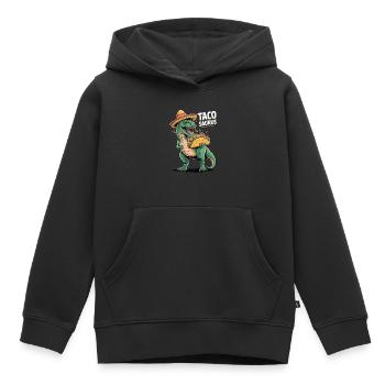Taco rencontre dino - Sweat Premium à capuche enfant bio - noir - Devant - AI Model Kid Male (0cm)