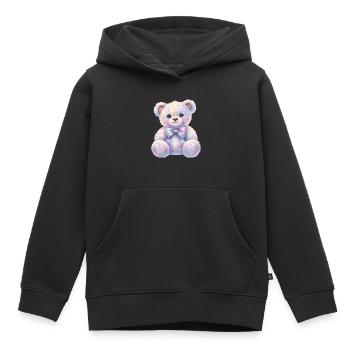 Coquette Ours Pailleté 🧸 - Sweat Premium à capuche enfant bio - noir - Devant - AI Model Kid Male (0cm)