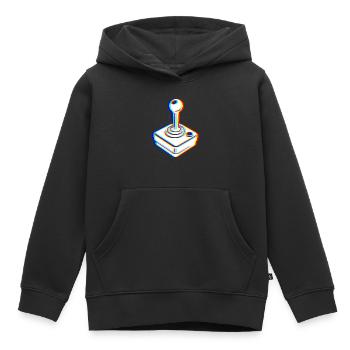 Joystick Glitch – Rétro Gaming - Sweat Premium à capuche enfant bio - noir - Devant - AI Model Kid Male (0cm)