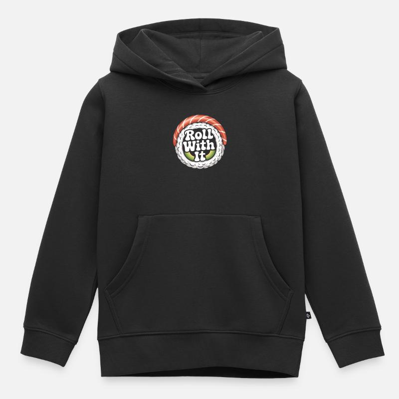 Roulez avec des sushis - Sweat Premium à capuche enfant bio - noir
