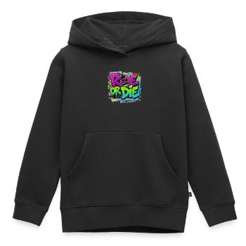 Ride or Die Skateboard Graffiti – Streetstyle - Sweat Premium à capuche enfant bio - noir - Devant - AI Model Kid Male (0cm)