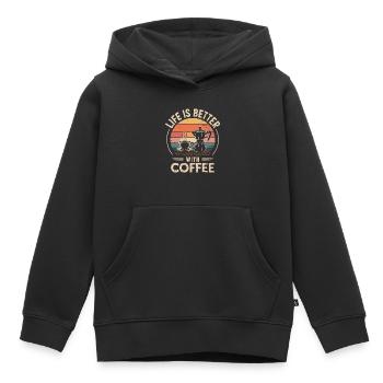 Joie de vivre with coffee illustration - Kids Premium Organic Hoodie - black - Front - AI Model Kid Male (0cm)