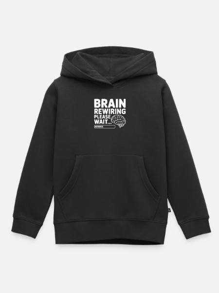 Reprogrammation du cerveau, veuillez patienter... - Sweat Premium à capuche enfant bio - noir