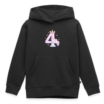 4.Geburtstag Einhorn  4 Jahre alt - Kinder Premium Organic Hoodie - Schwarz - Vorne - AI Model Kid Male (0cm)