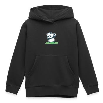 Balle de joueur de football de joueur de football de panda drôle - Sweat Premium à capuche enfant bio - noir - Devant - AI Model Kid Male (0cm)