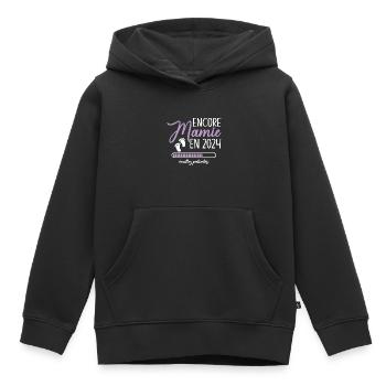 Encore Mamie 2024 Cadeau Future Grand Mère - Sweat Premium à capuche enfant bio - noir - Devant - AI Model Kid Male (0cm)