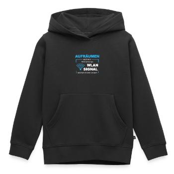 Wlan wifi Signal Aufräumen putzen - Kinder Premium Organic Hoodie - Schwarz - Vorne - AI Model Kid Male (0cm)