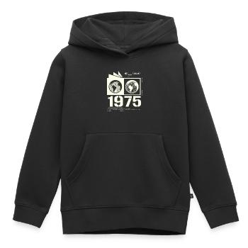 Vintage, 1975, Rétro, Cadeau d’anniversaire, 1975 - Sweat Premium à capuche enfant bio - noir - Devant - AI Model Kid Male (0cm)