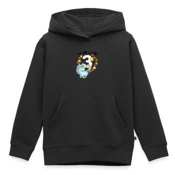 Geburtstag 3 Jahre Junge Mädchen Zahl Drei Einhorn - Kinder Premium Organic Hoodie - Schwarz - Vorne - AI Model Kid Male (0cm)