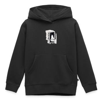 Fantôme effrayant dans la fenêtre vintage, Boo, Halloween - Sweat Premium à capuche enfant bio - noir - Devant - AI Model Kid Male (0cm)