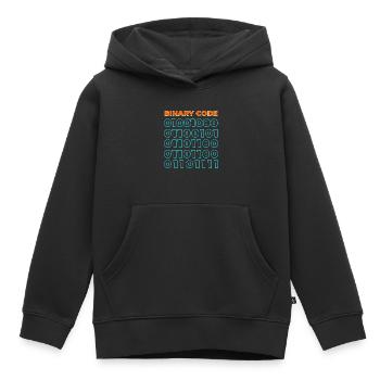 Binary code - Kids Premium Organic Hoodie - black - Front - AI Model Kid Male (0cm)