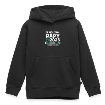 De nouveau papy en 2023 - Sweat Premium à capuche enfant bio - noir - Devant - AI Model Kid Male (0cm)