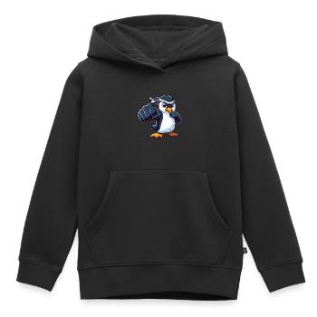 Cooler Cartoon Pinguin Karate Martial Arts - Kinder Premium Organic Hoodie - Schwarz - Vorne - AI Model Kid Male (0cm)