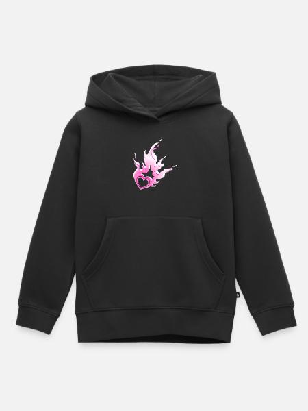 brennendes Herz - Kinder Premium Organic Hoodie - Schwarz