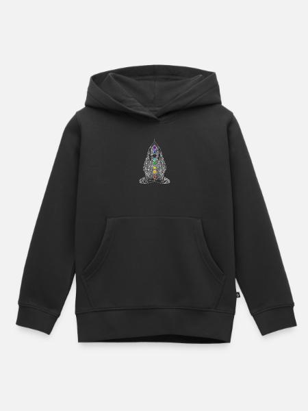 Yoga Chakra Energy Lotus Flower Buddha Tattoo Girl - Kids Premium Organic Hoodie - black