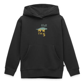 Pour cinq anniversaire pour les gars filles Ankylosaure - Sweat Premium à capuche enfant bio - noir - Devant - AI Model Kid Male (0cm)