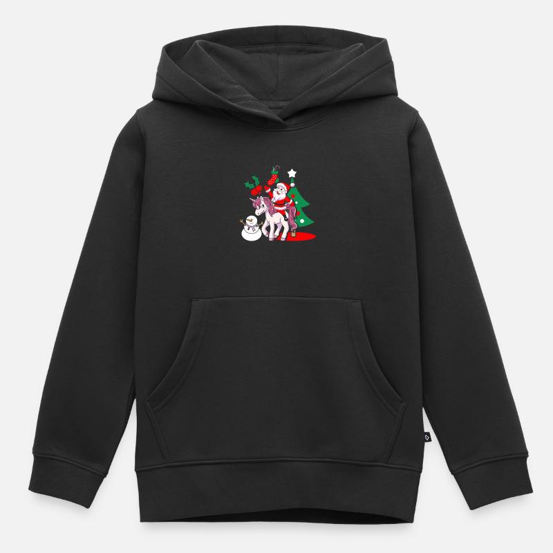 Cadeau de Noël de Santa Claus Santa Licorne - Sweat Premium à capuche enfant bio - noir
