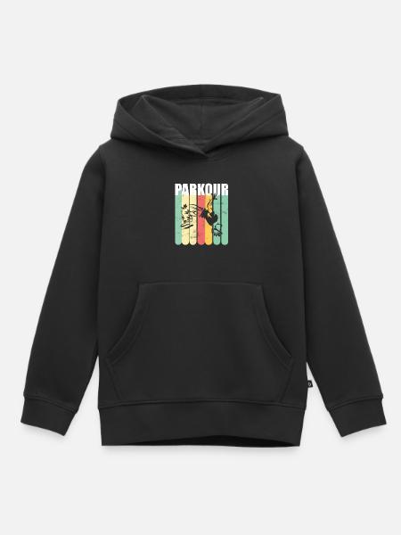 Parkour Rétro - Sweat Premium à capuche enfant bio - noir