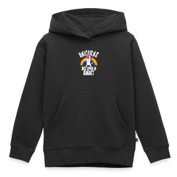 Unicorns born in August Floss Einhorn Geburtstag - Kinder Premium Organic Hoodie - Schwarz - Vorne - AI Model Kid Male (0cm)