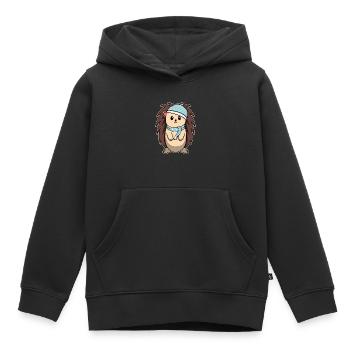 Hérisson bébé animal mignon - Sweat Premium à capuche enfant bio - noir - Devant - AI Model Kid Male (0cm)
