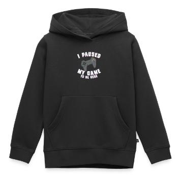 J'ai interrompu mon jeu pour ĂŞtre ici Gamer - Sweat Premium à capuche enfant bio - noir - Devant - AI Model Kid Male (0cm)