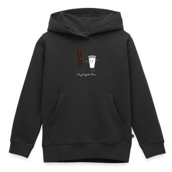 chocolat au lait - Sweat Premium à capuche enfant bio - noir - Devant - AI Model Kid Male (0cm)