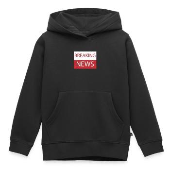 BREAKING NEWS - Kinder Premium Organic Hoodie - Schwarz - Vorne - AI Model Kid Male (0cm)