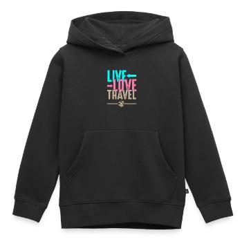 Live travel travel travel wanderlust - Sweat Premium à capuche enfant bio - noir - Devant - AI Model Kid Male (0cm)