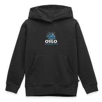 Oslo - Kinder Premium Organic Hoodie - Schwarz - Vorne - AI Model Kid Male (0cm)