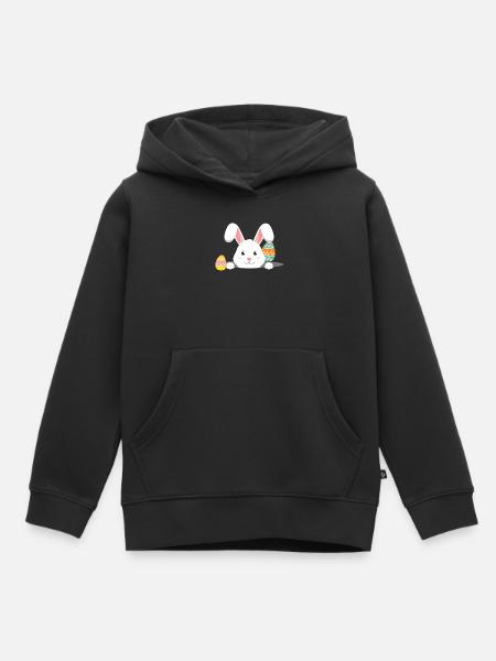 Lapin de Pâques avec des œufs de Pâques - Sweat Premium à capuche enfant bio - noir