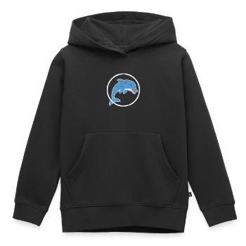 dauphin - Sweat Premium à capuche enfant bio - noir - Devant - AI Model Kid Male (0cm)