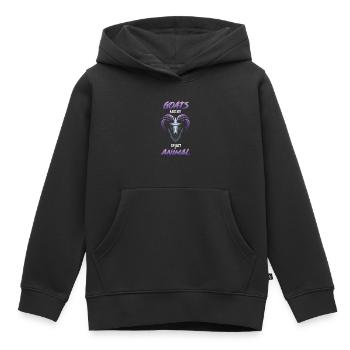 Cadeau animal cornes de chèvre - Sweat Premium à capuche enfant bio - noir - Devant - AI Model Kid Male (0cm)