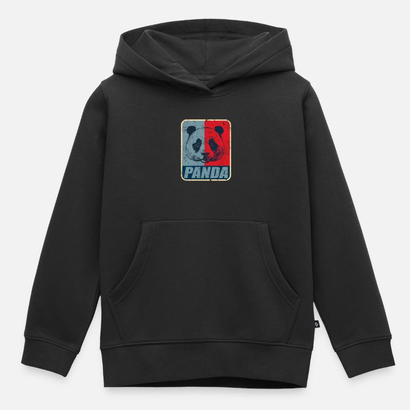 Panda - Sweat Premium à capuche enfant bio - noir