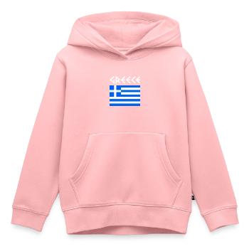 Grèce drapeau grec - Sweat Premium à capuche enfant bio - rose - Devant - AI Model Kid Female (0cm)